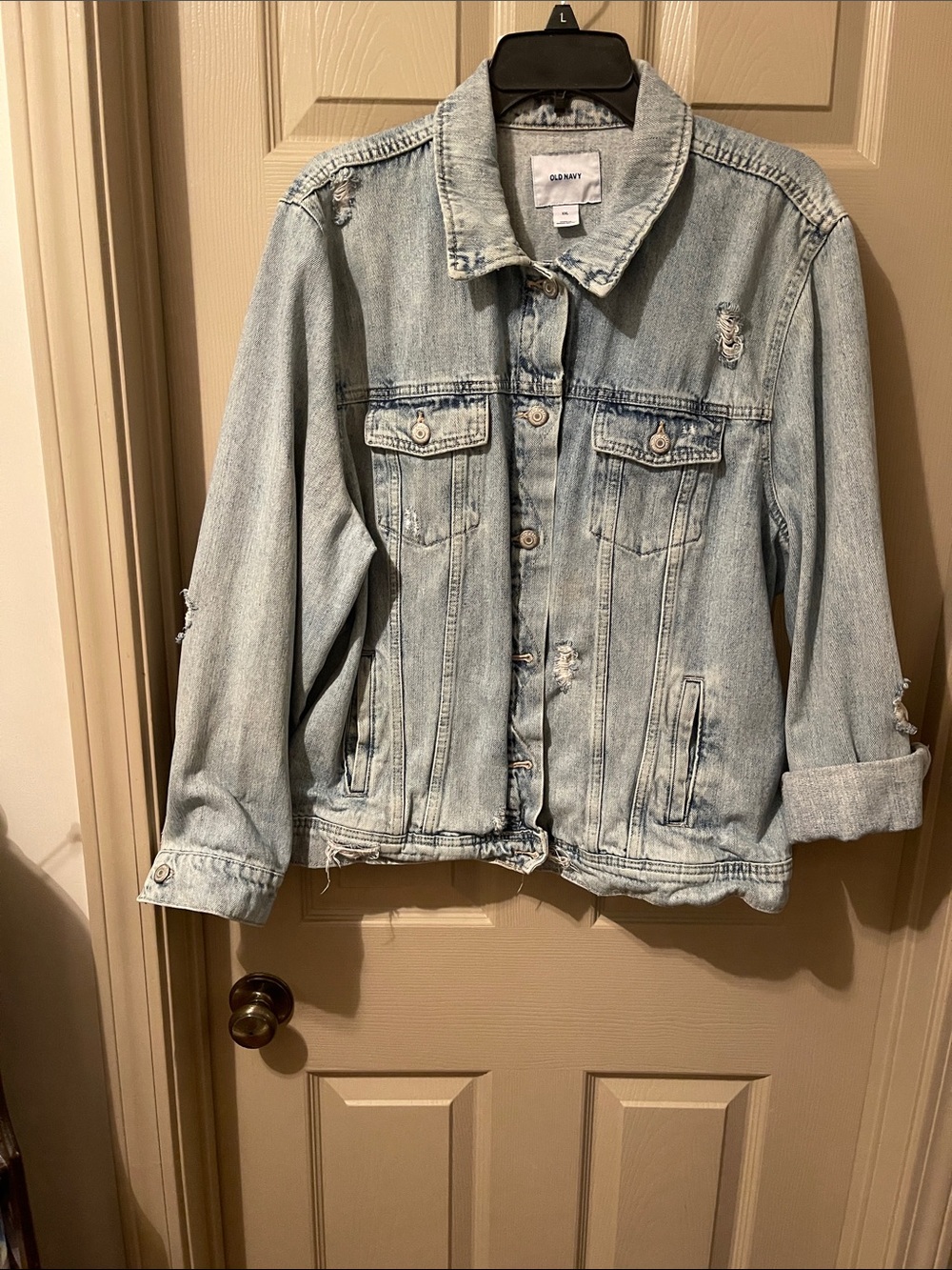 XXL Old Navy Distressed Light Blue Denim Jacket - Women's